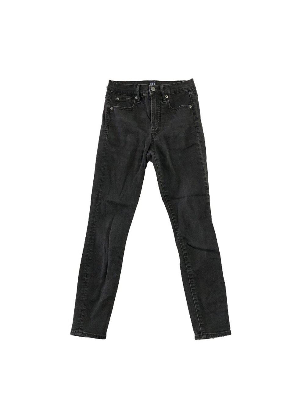 Gap 1969 Jeans Womens 24P Black Stretch True Skinny Mid Rise Ankle